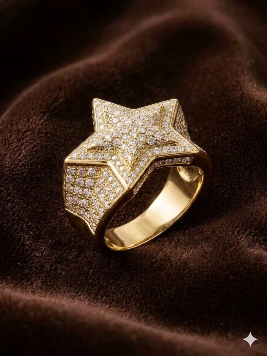 Anillo Sello Estrella Iced Out