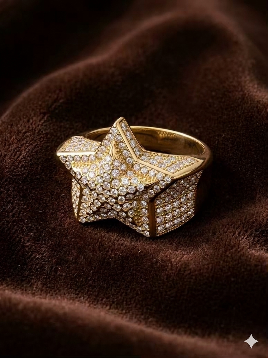 Anillo Sello Estrella Iced Out